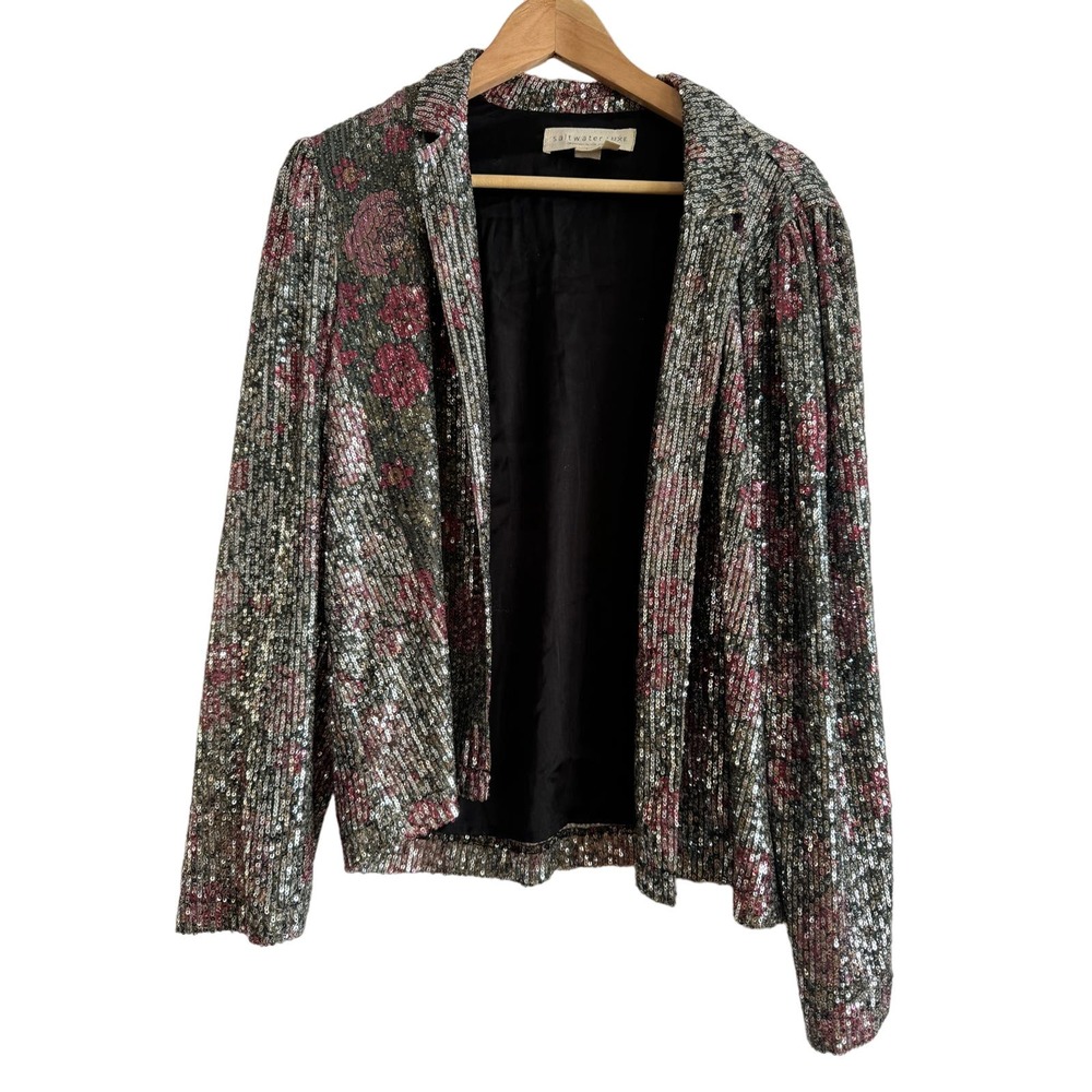 Saltwater Luxe Los Angeles Women’s all over sequin floral base blazer party L